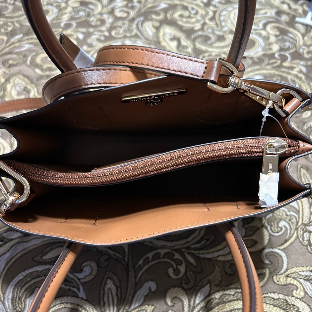 Michael Kors Brown Leather Handbag with Gold Details
